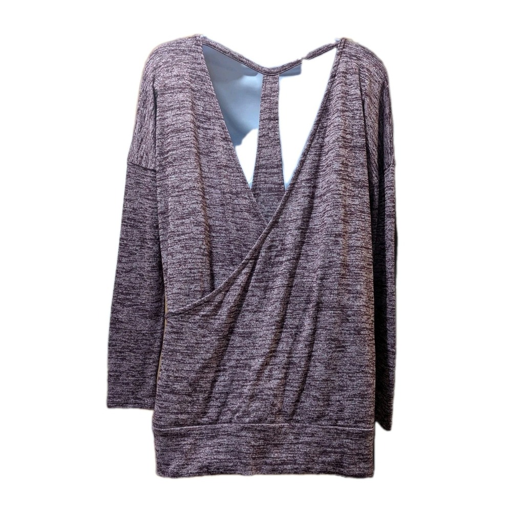 Athleta Womens Pose Layer Ease Crossover T-Back Top Heathered Plum Stretch Small - Picture 6 of 12